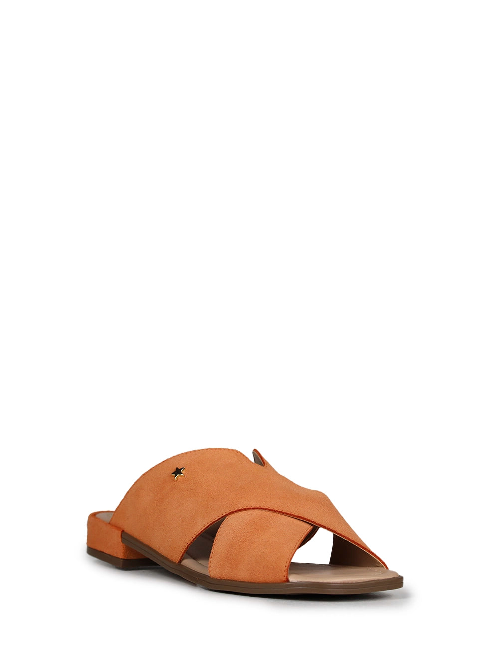 Sandália Rasa em Camurça Laranja