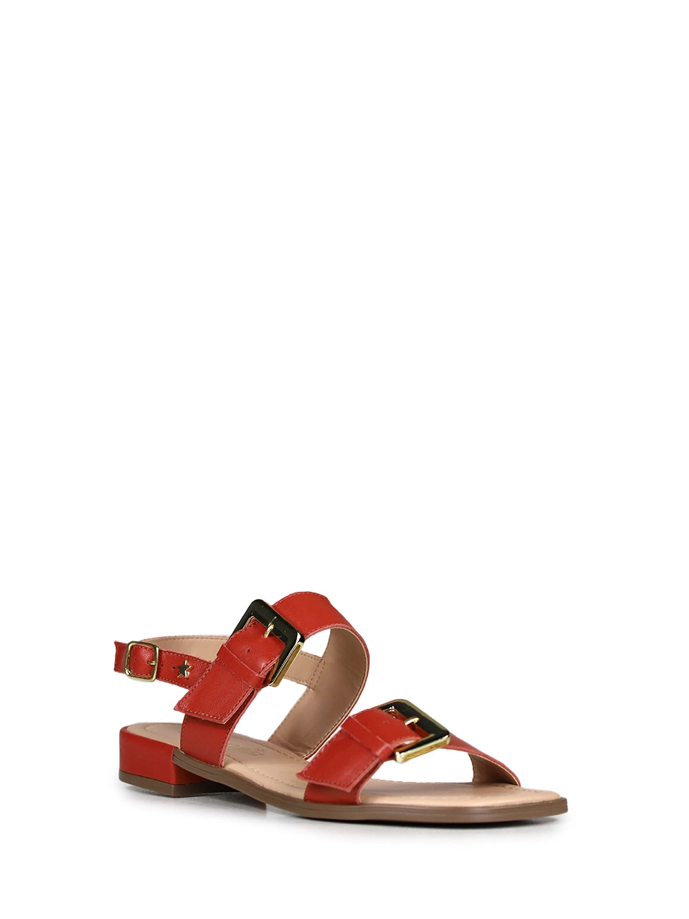 Sandália Rasa em Pele Vermelha
