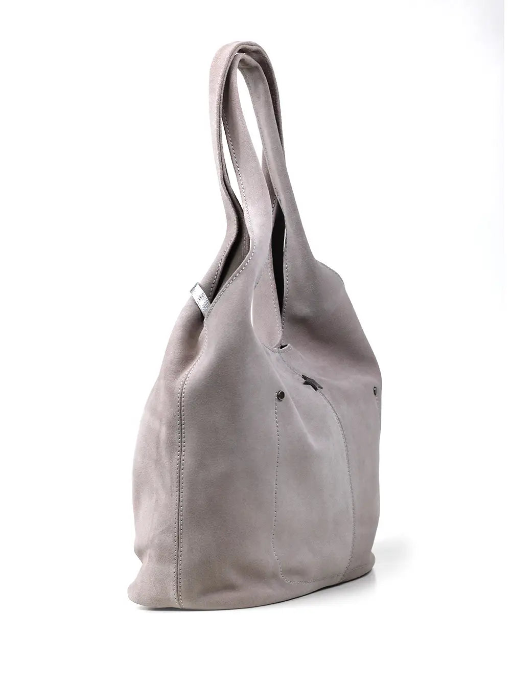 Gray Suede Shopper Shoulder Bag