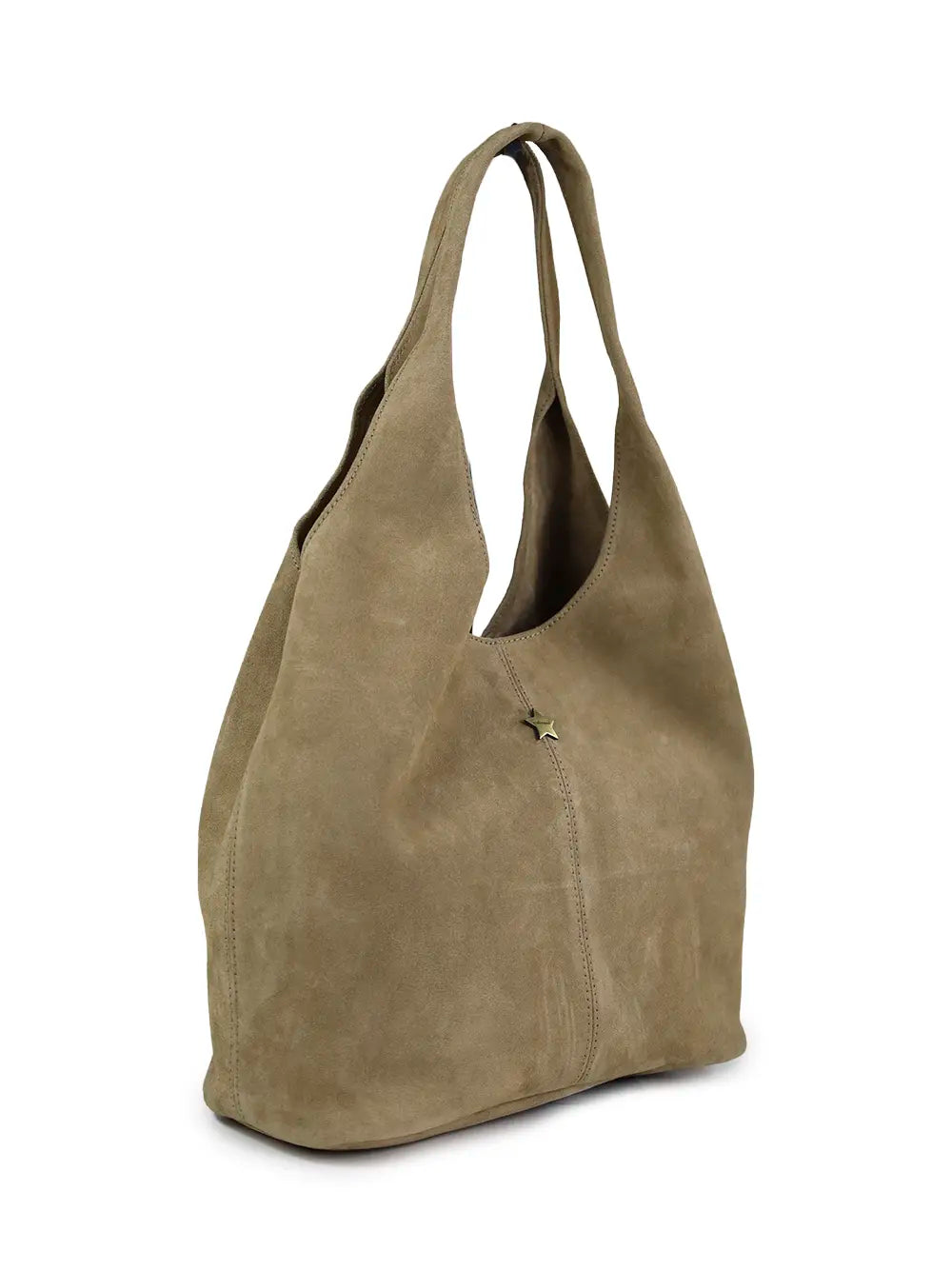 Beige Leather Shopper Bag