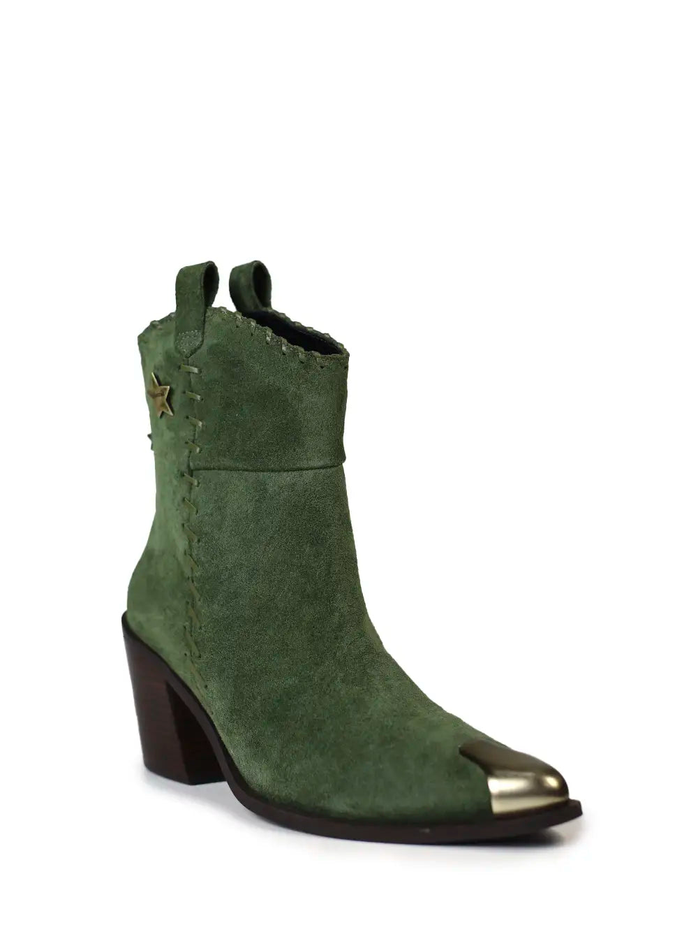 Grüner Wildlederstiefel mit Metallkappe
