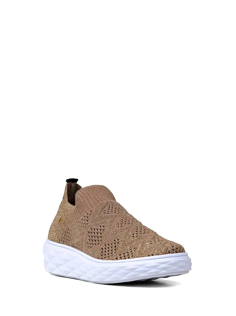Beige Fabric Sneakers with Chunky Soles