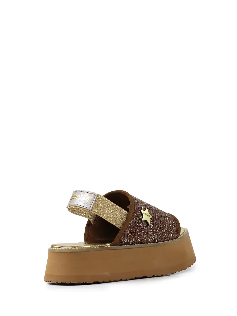 Brown Glitter Fabric Platform Sandals