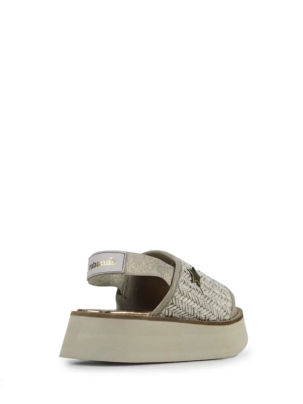 Platform Sandals with Straw Effect in Beige