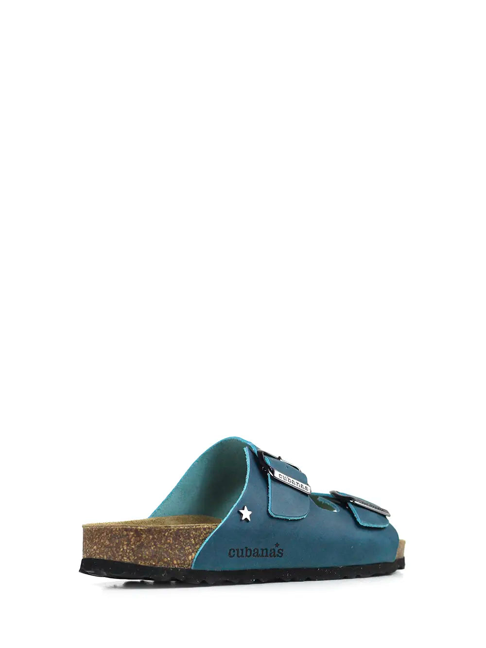 Sandália Amália em Pele Azul com Duas Tiras