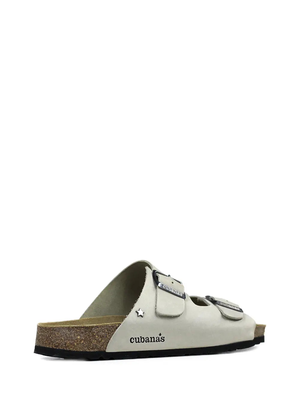 Sandália Homem em Pele Off-White com Duas Tiras