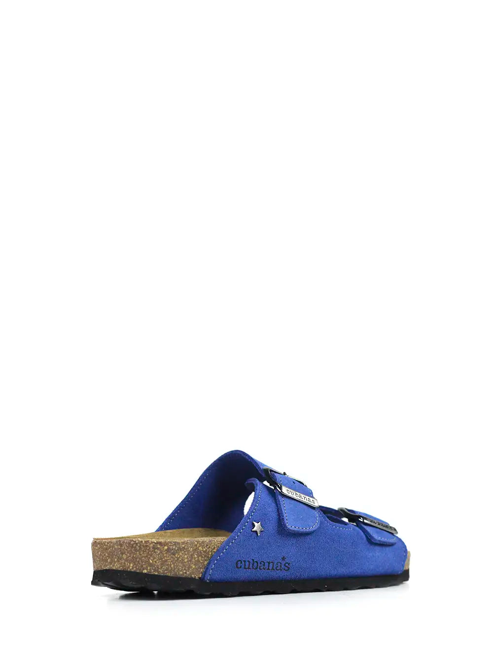 Sandália Amália em Camurça Azul com Duas Tiras