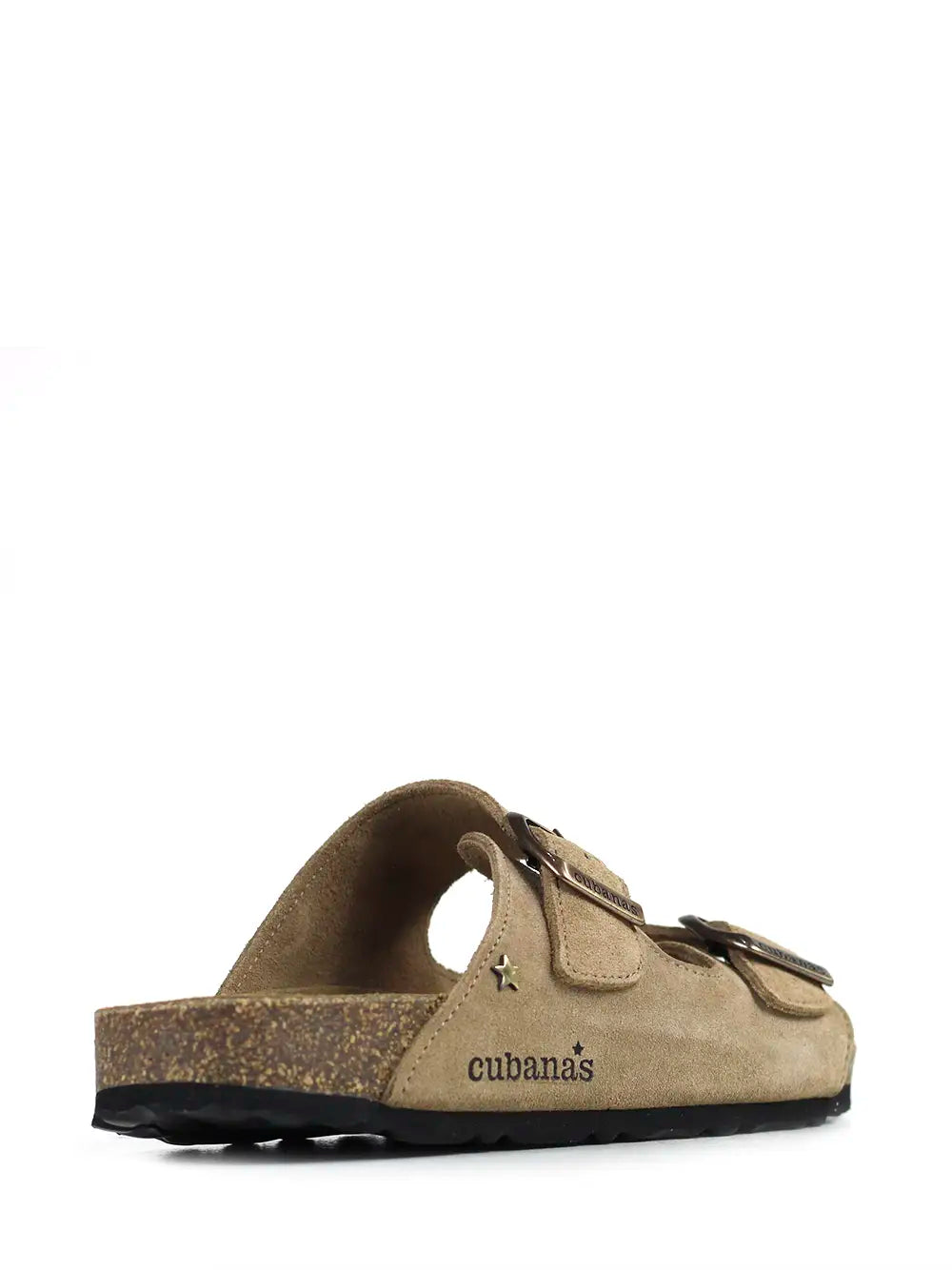 Sandália Amália em Camurça Beige com Duas Tiras