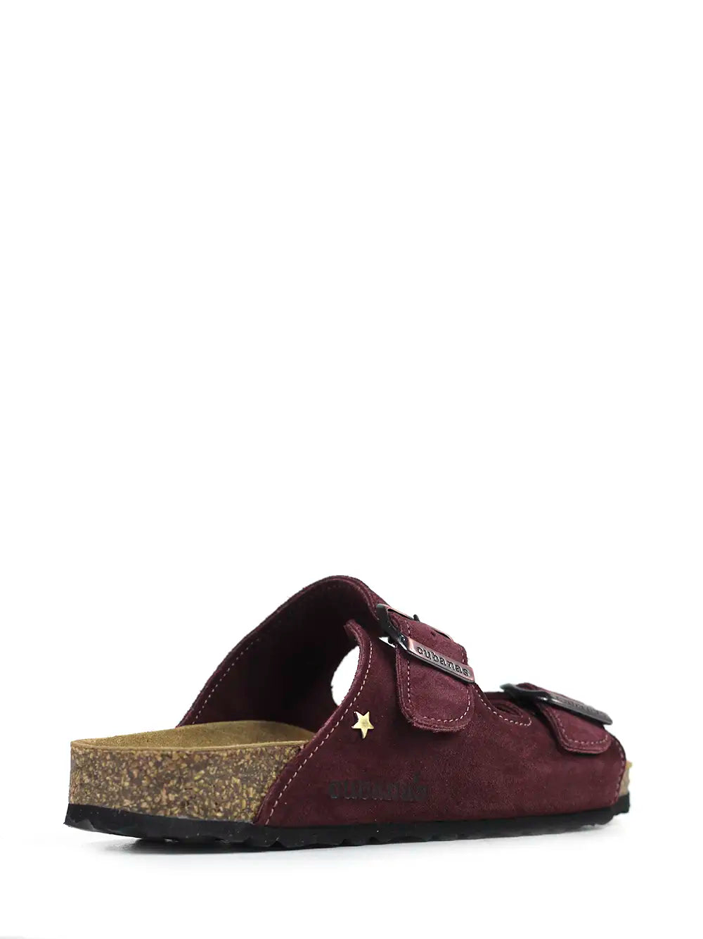 Sandália Amália em Camurça Bordeaux com Duas Tiras