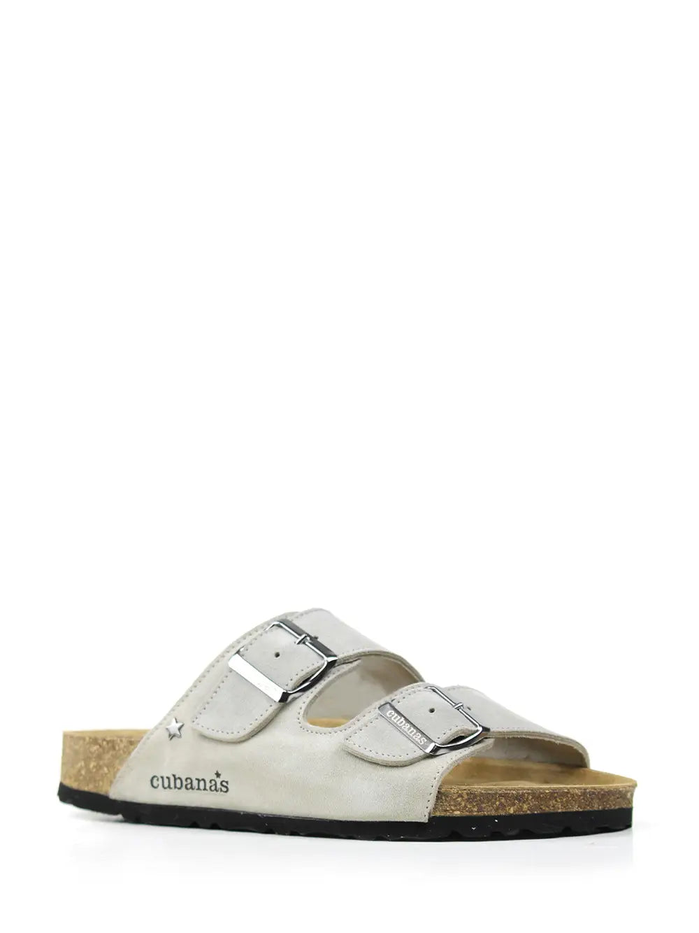 Sandália Amália em Camurça Cinza com Duas Tiras