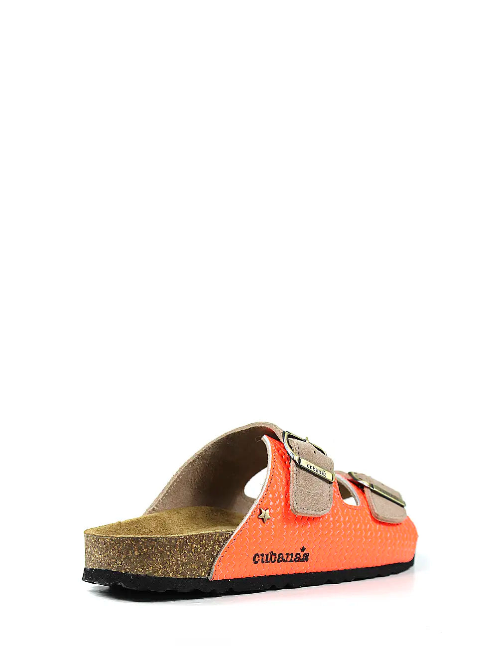 Amalia sandal in gray suede and orange leather