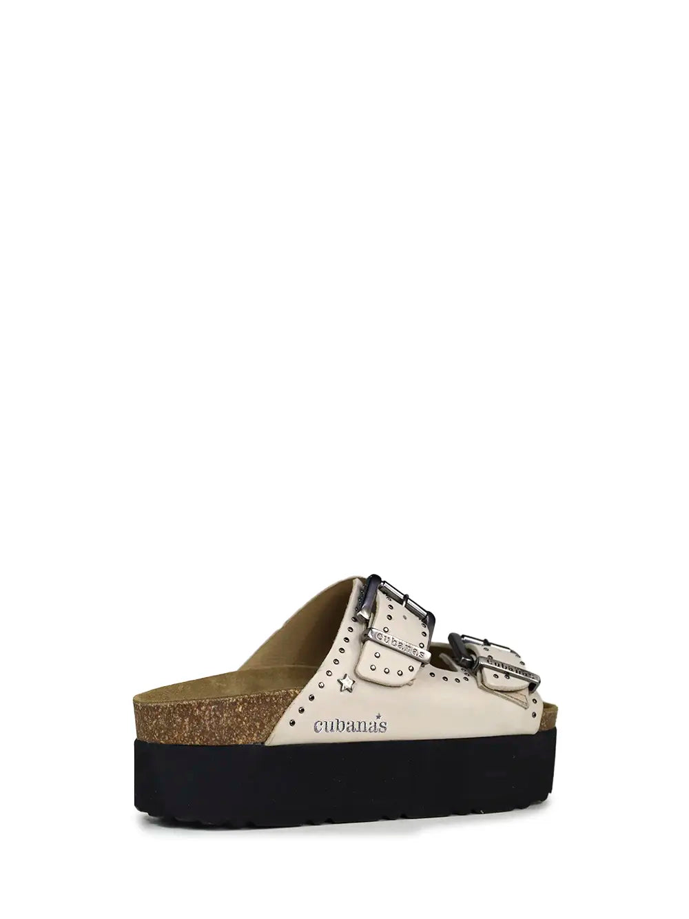 Sandalia Amália Plataforma de Piel Off-White y Tachuelas
