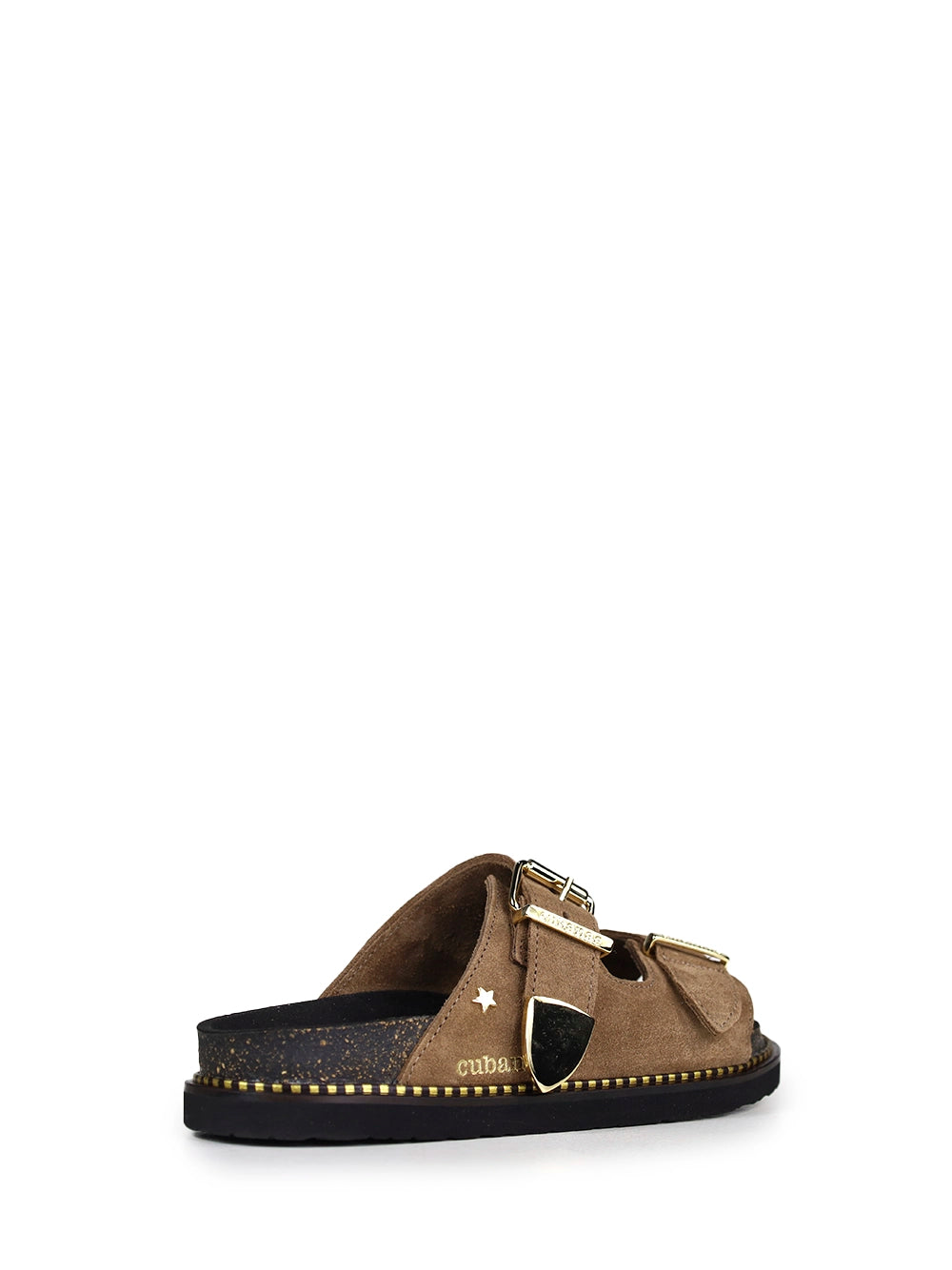 Sandália Amália em Camurça Camel e Fivela