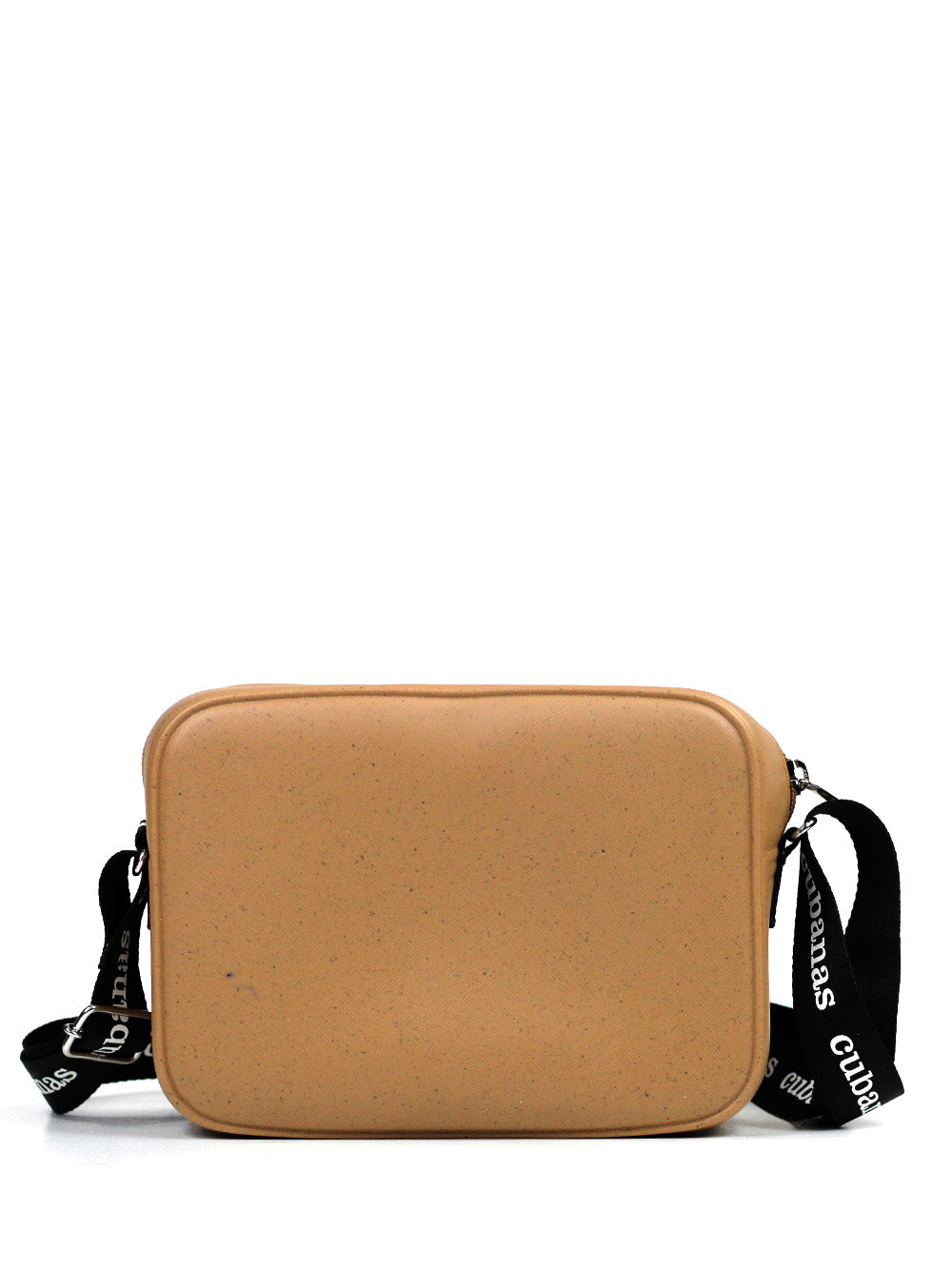 Bolso de PVC beige y asa cubana
