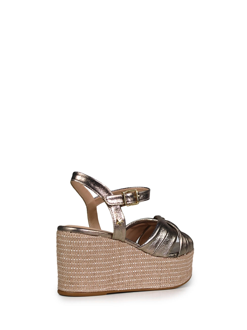 Sandália Plataforma em Pele Dourada