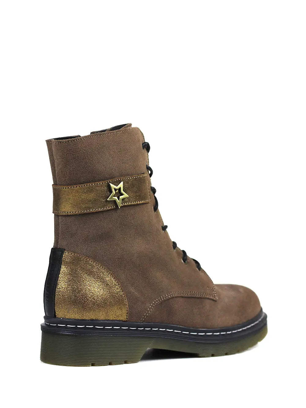 Beige Suede and Golden Leather Boots