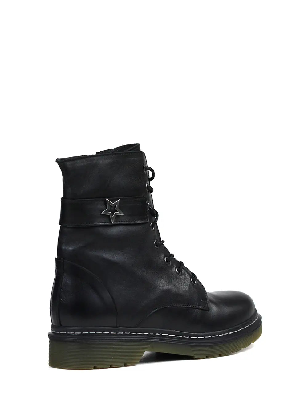 Bota negra de piel