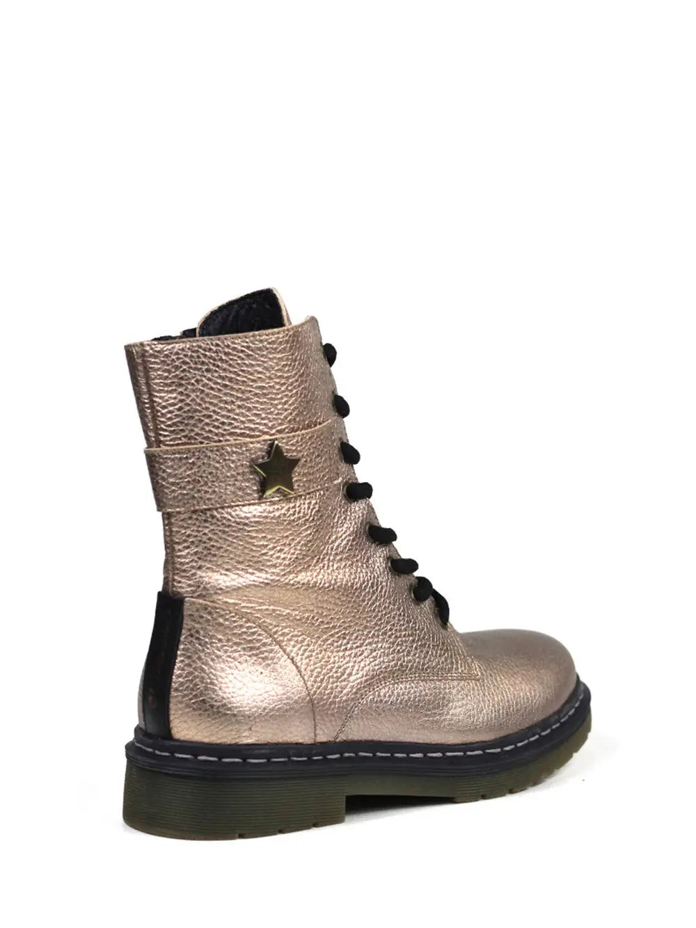 Bota em Pele Dourada Texturizada