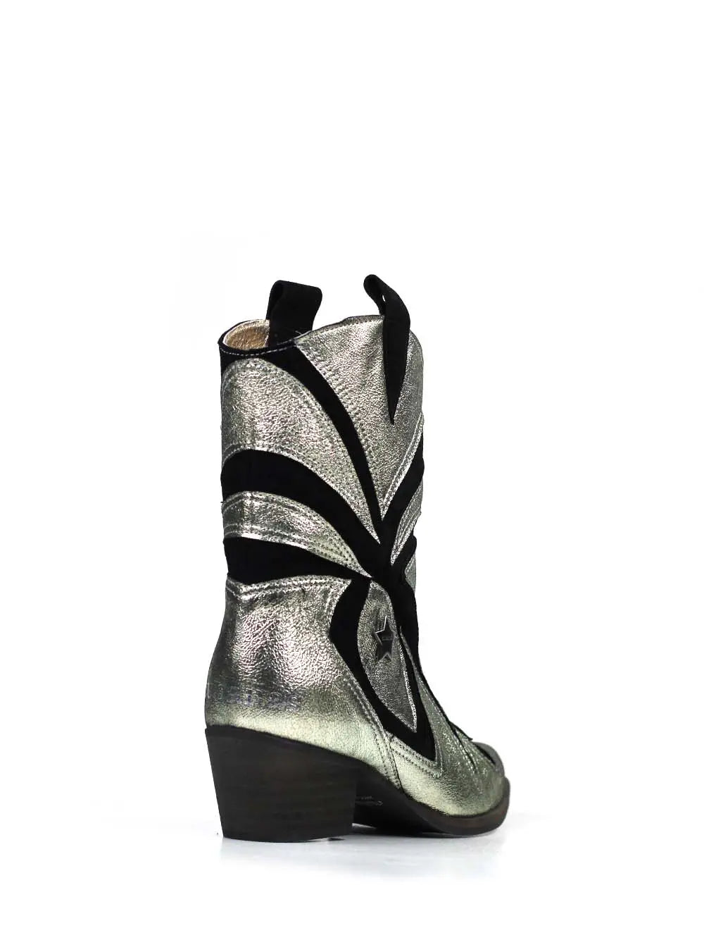 Botte en cuir argenté et daim noir