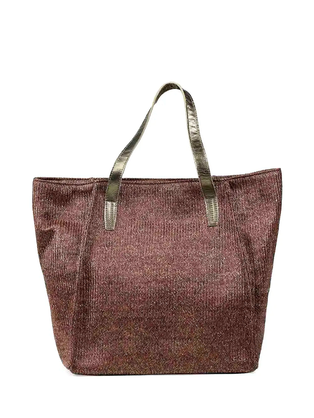 Brown Fabric Shopper Bag with Glitter