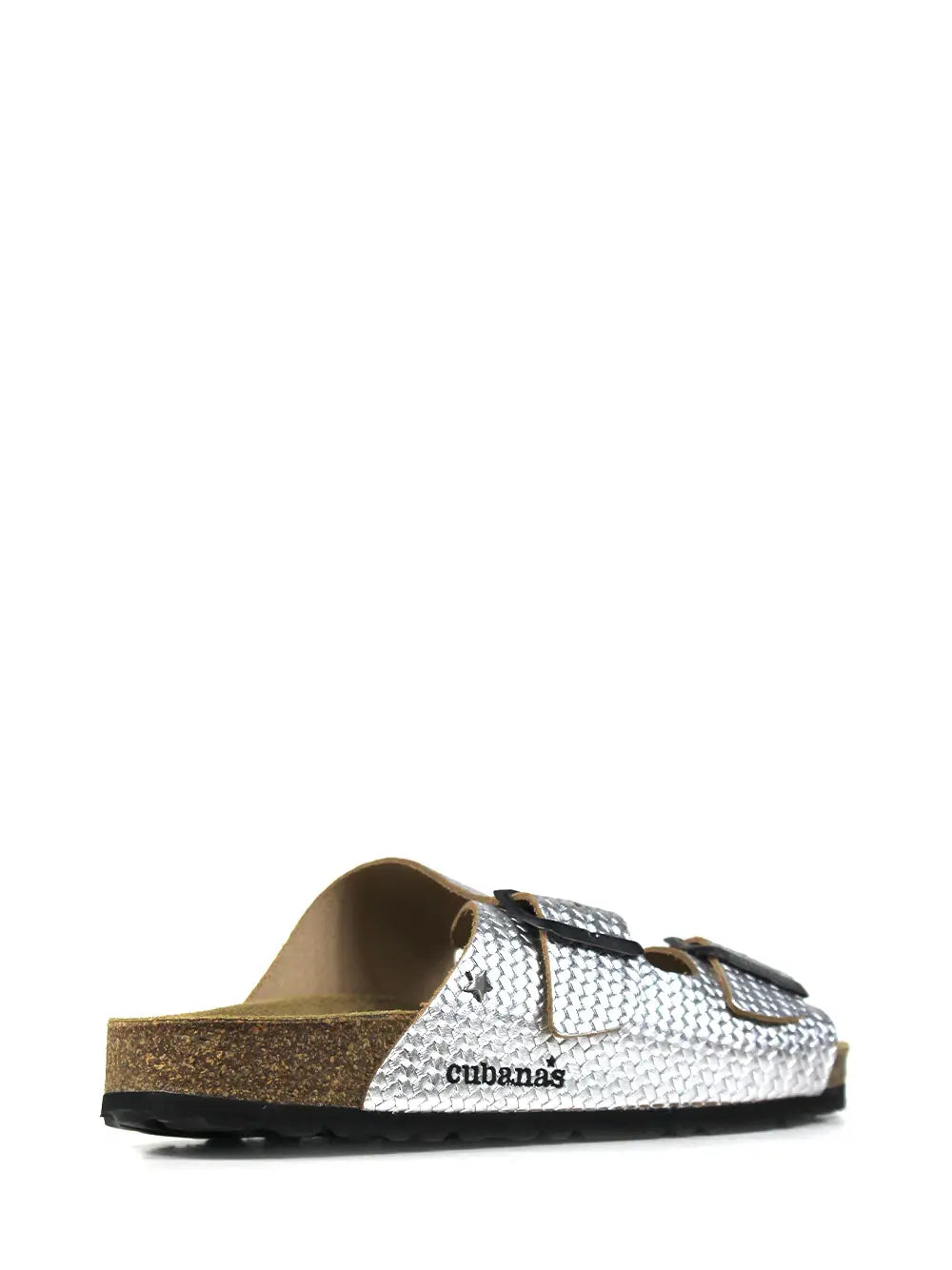 Amalia Sandal in Textured Silver Leather