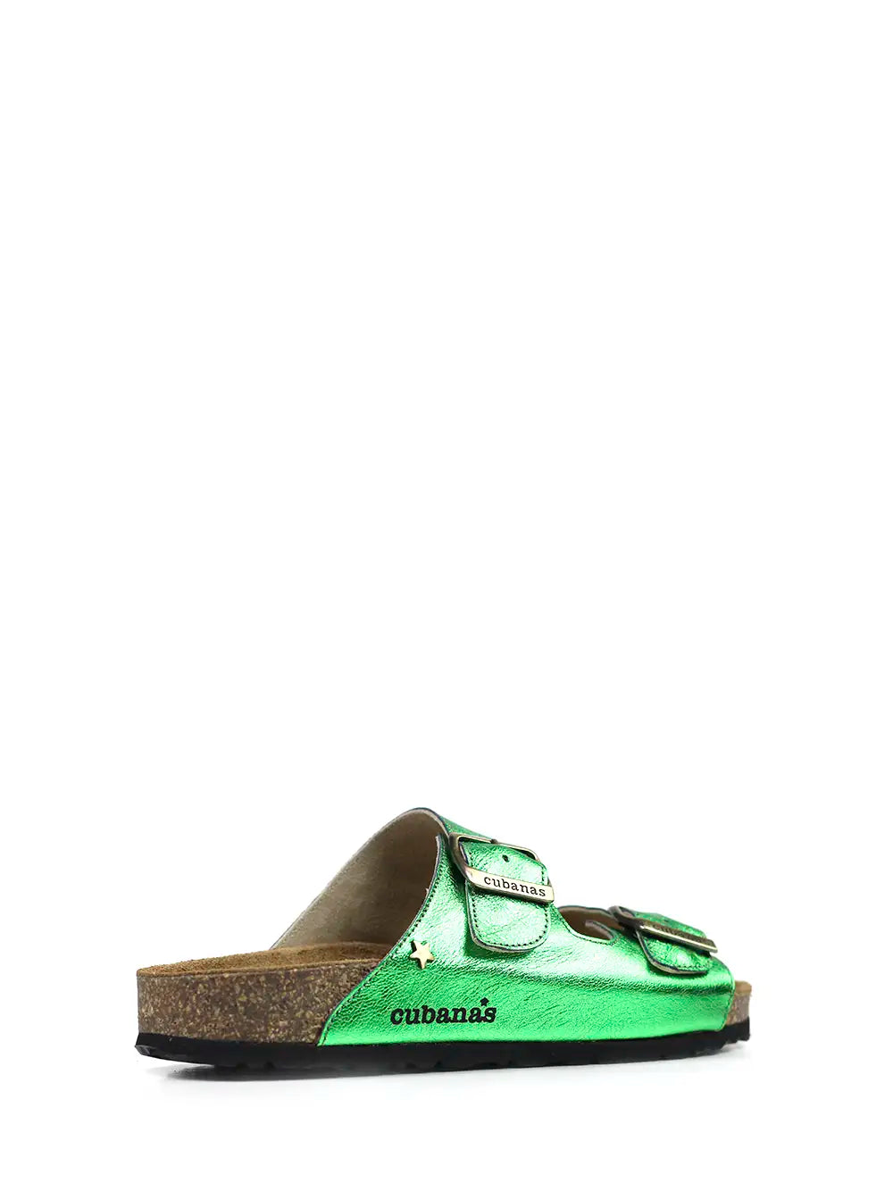 Amalia Sandal in Metallic Green Leather