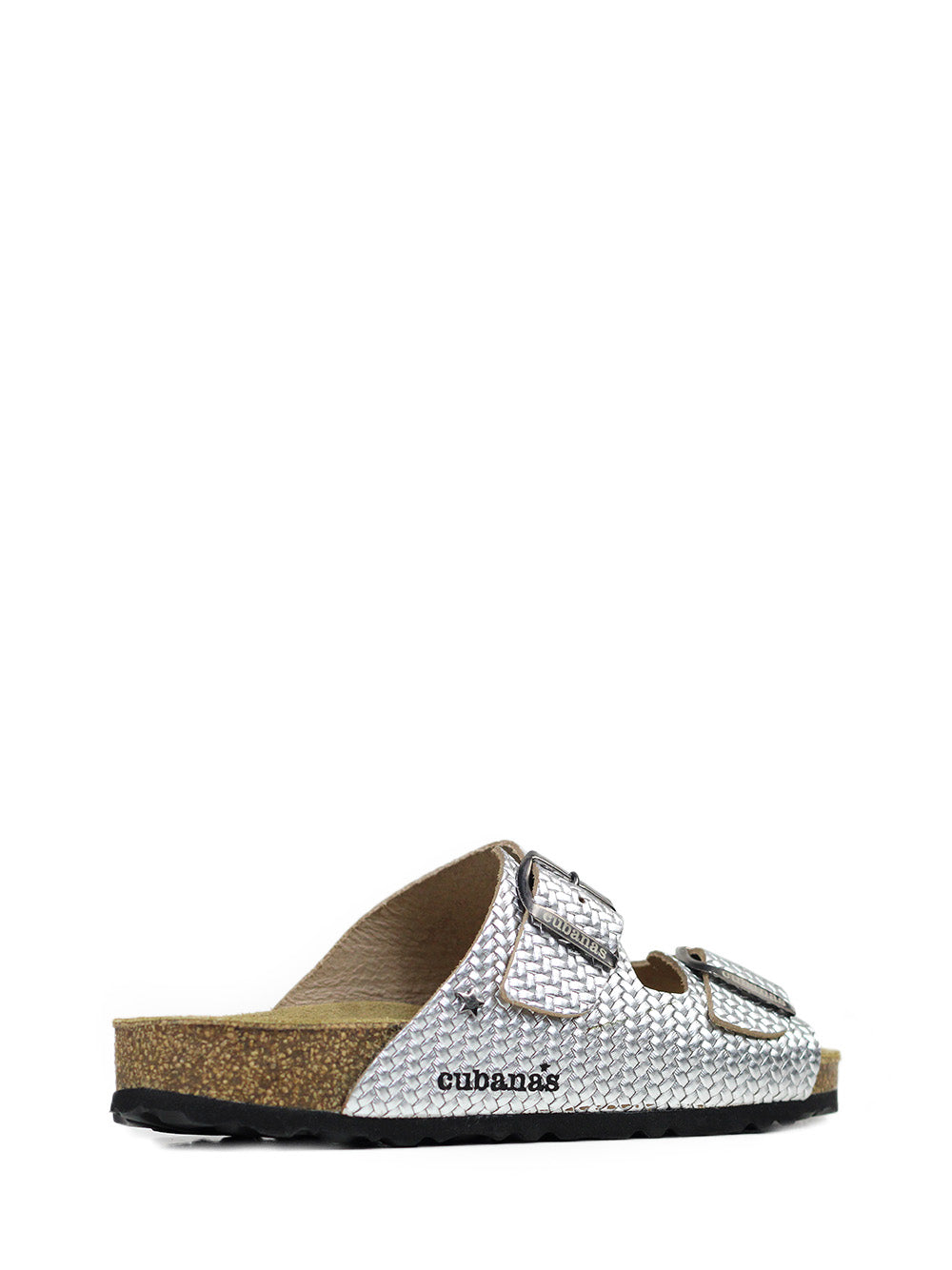 Sandália Amália em Pele Prata com Duas Tiras