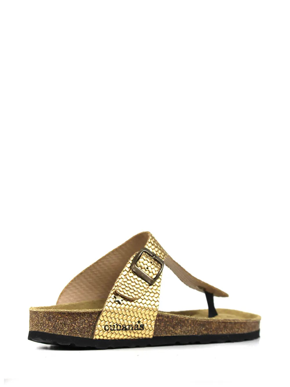 Alice-Sandale aus goldenem strukturiertem Leder