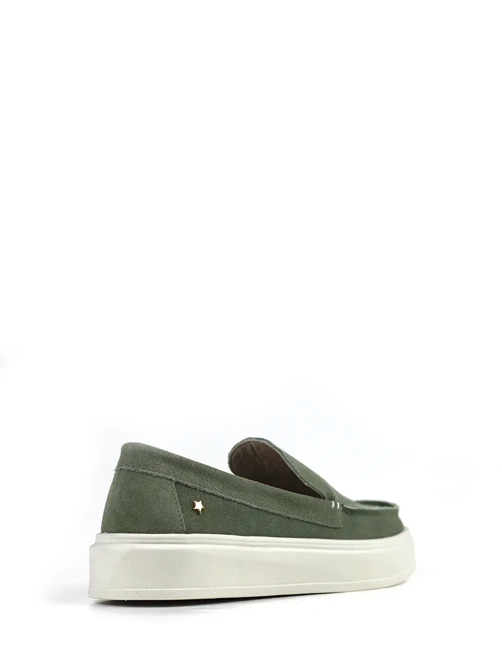 Mocasines de gamuza verde con suela gruesa