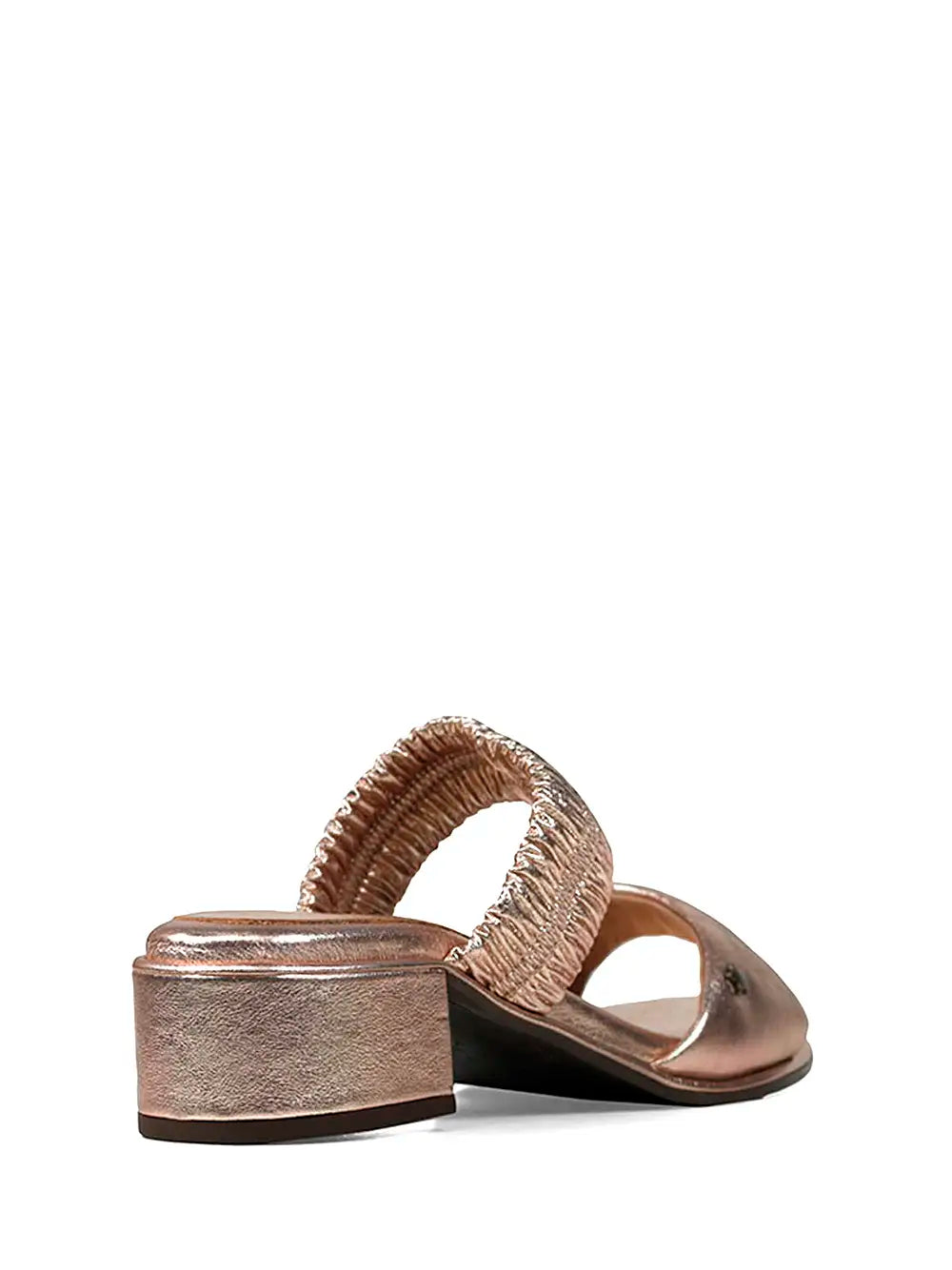 Sandália em Pele Rosa Metalizada e Salto em Bloco