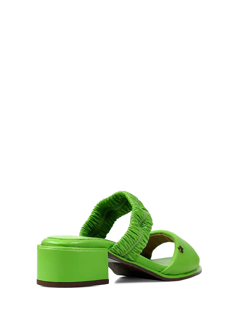 Sandália em Pele Verde e Salto em Bloco
