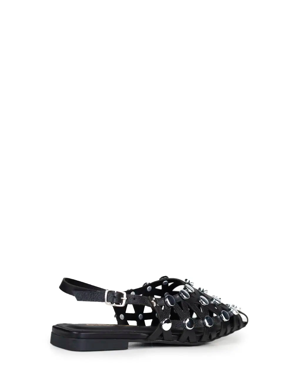 Mule Preta em Pele e Tachas