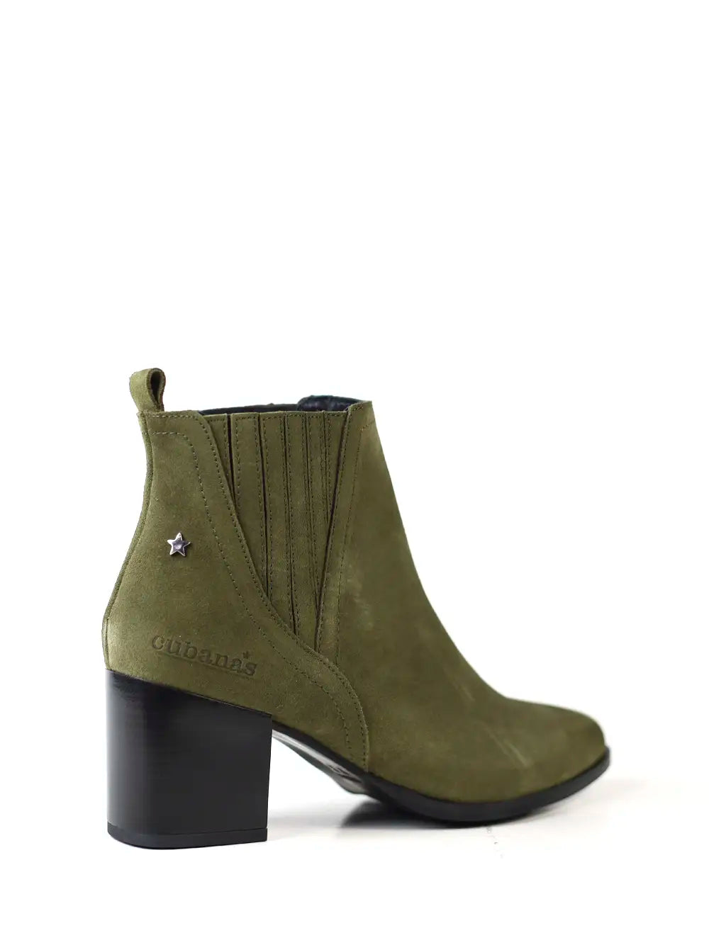 Botte en daim vert et talon bloc