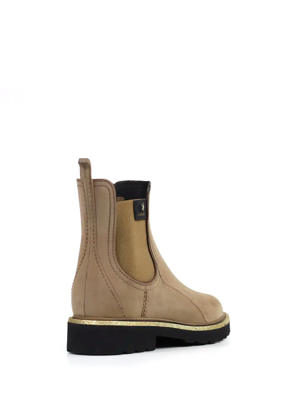 Bota de Agua Marrón con Detalle de Purpurina Dorada