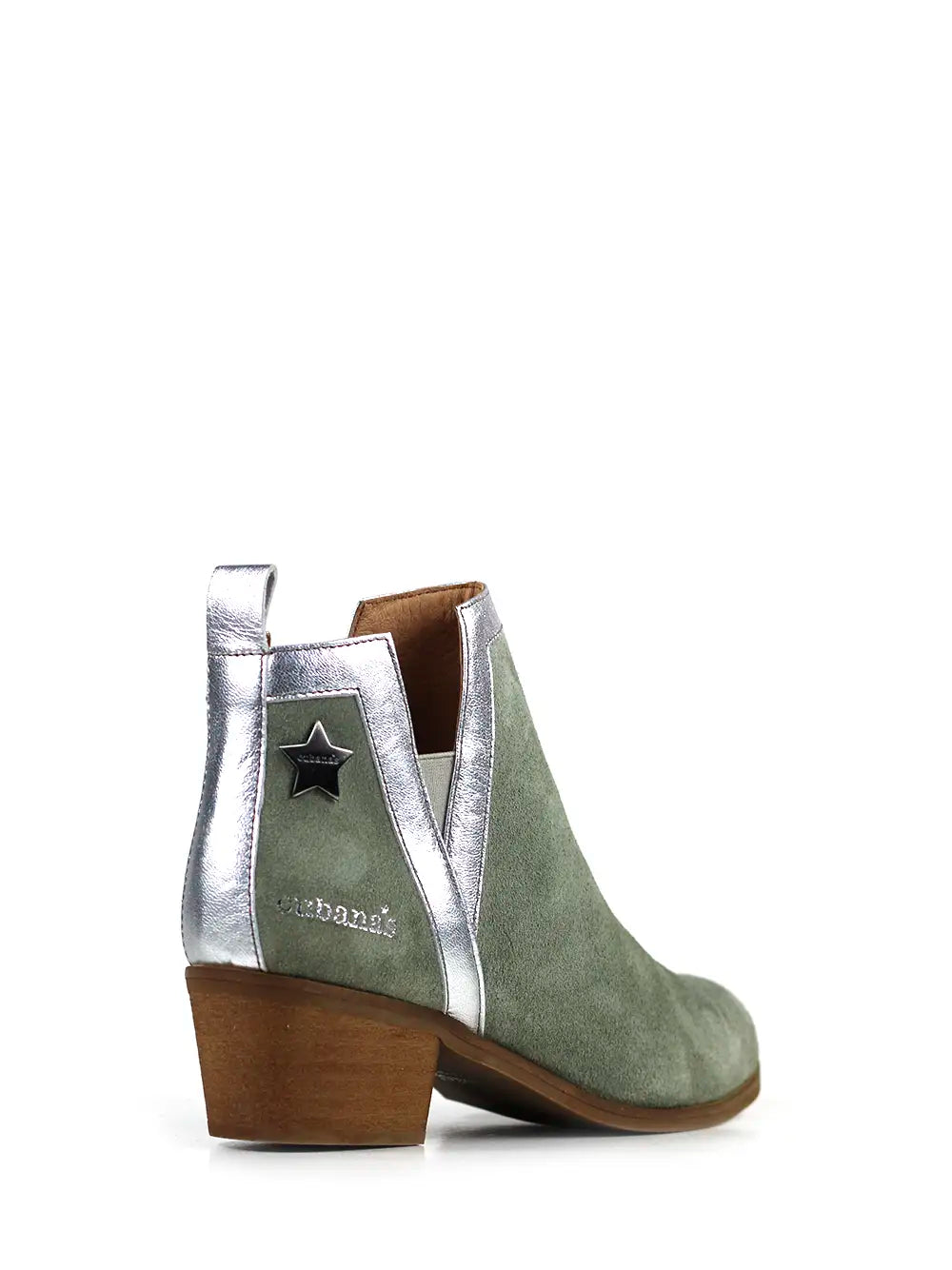 Green suede boot with block heel