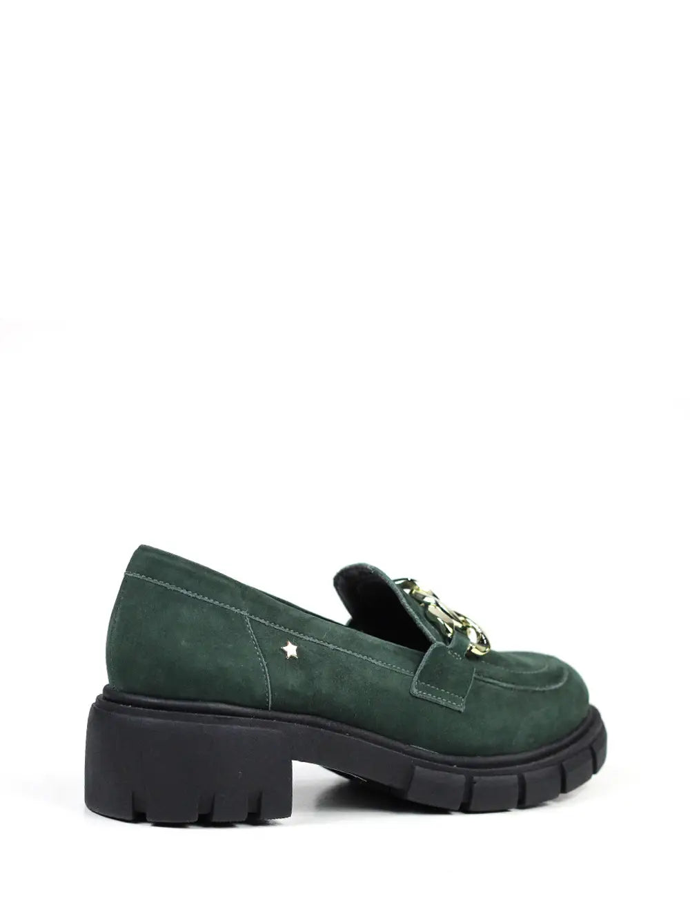 Mocassin En Daim Vert Avec Semelle Traitée