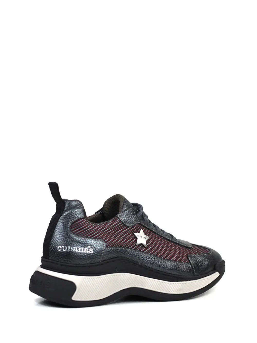 Zapatillas de Piel Plateadas con Cordones y Suela Voluminosa