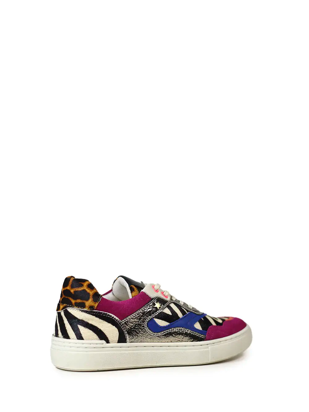 Pink suede sneakers with zebra animal print