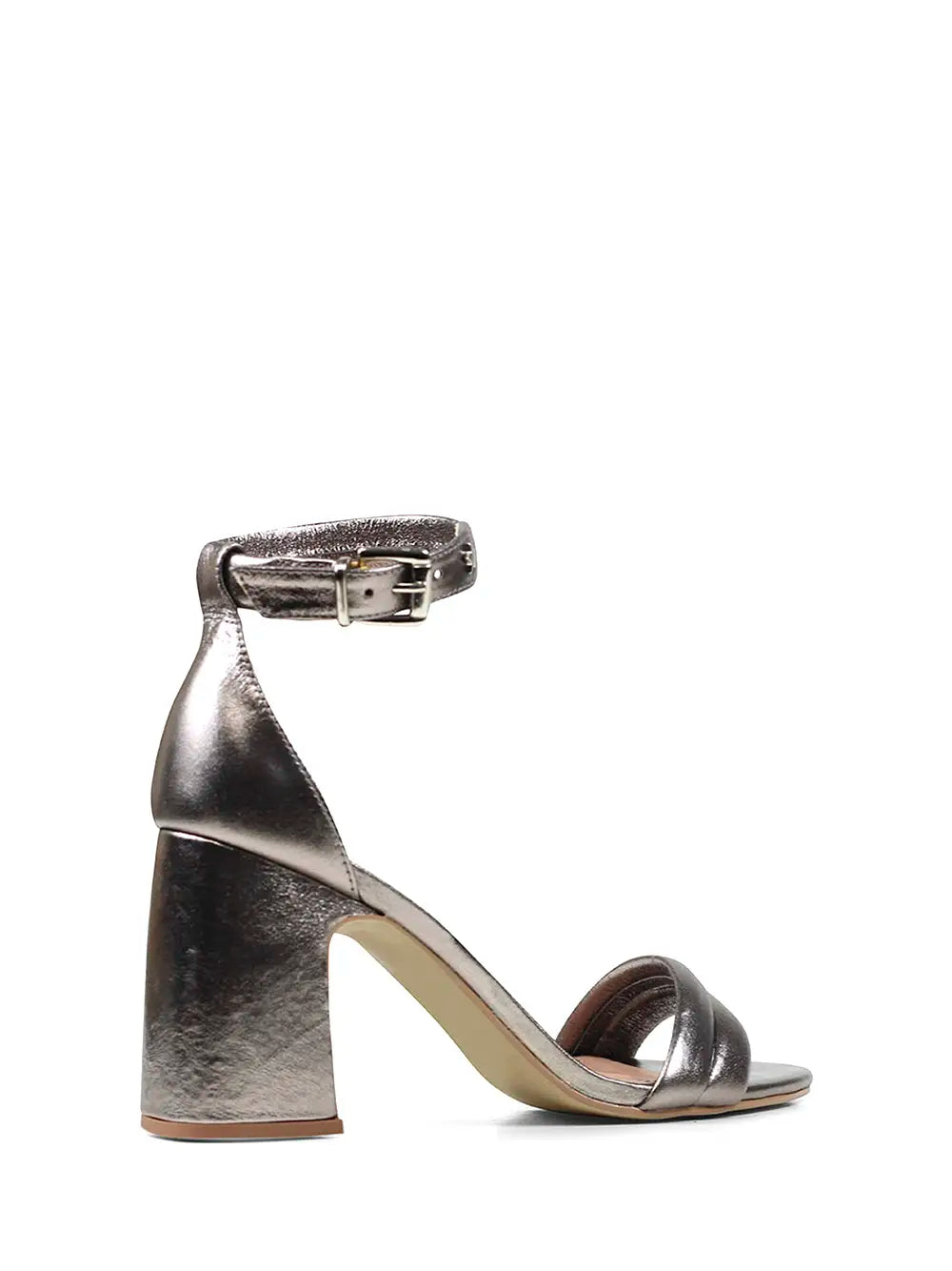 Silver Leather High-Heel Sandals
