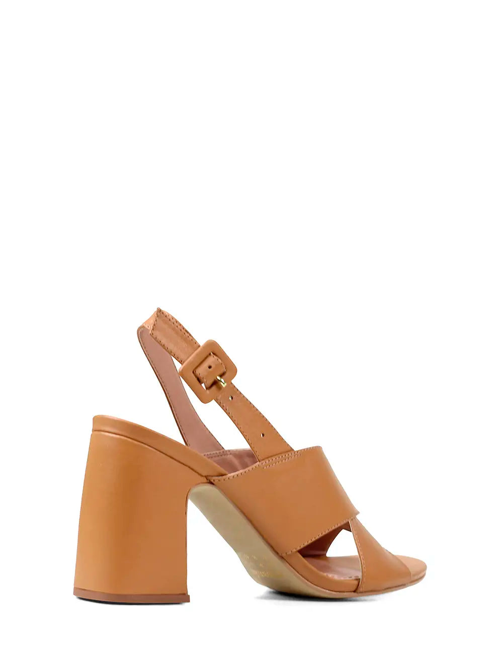 Camel Leather Sandals with Crossed Straps
