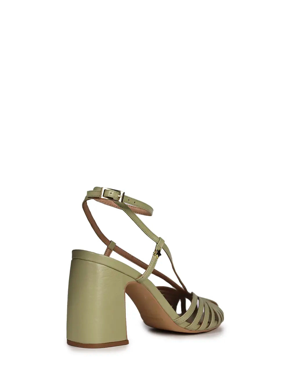 Sandália em Pele Verde e Tiras