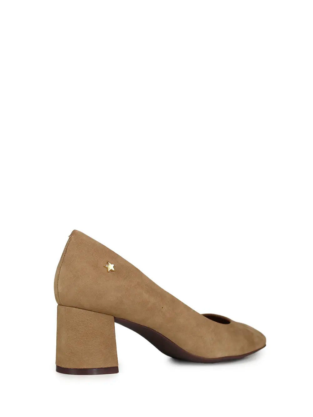 Scarpin em Pele Camel e Biqueira Quadrada