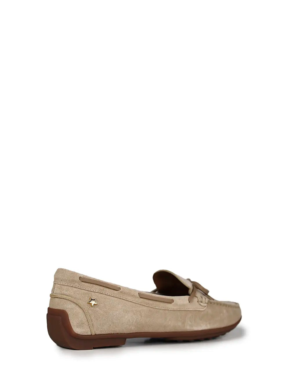 Loafer em Camurça Beige e Laço