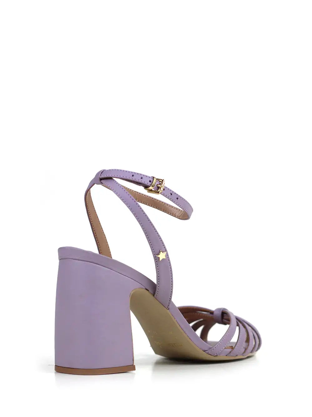 Sandália em Pele Roxa e Tiras
