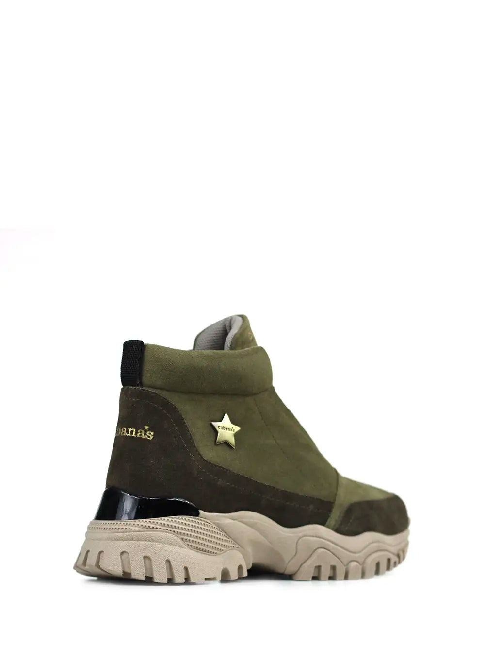 Green Suede Sneakers with Metallic Elastic