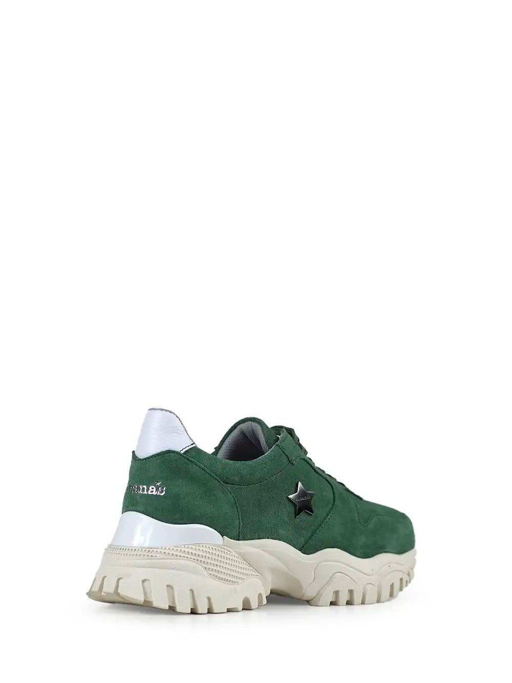 Grüne Wildleder-Sneaker mit Traktorsohle