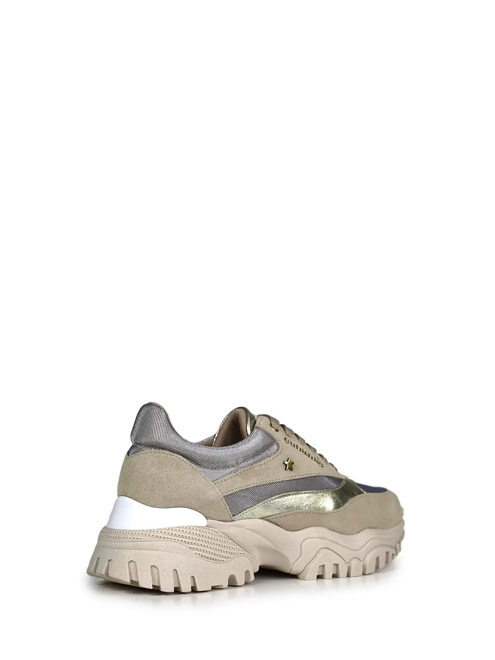 Beige Suede Sneakers with Tractor Sole