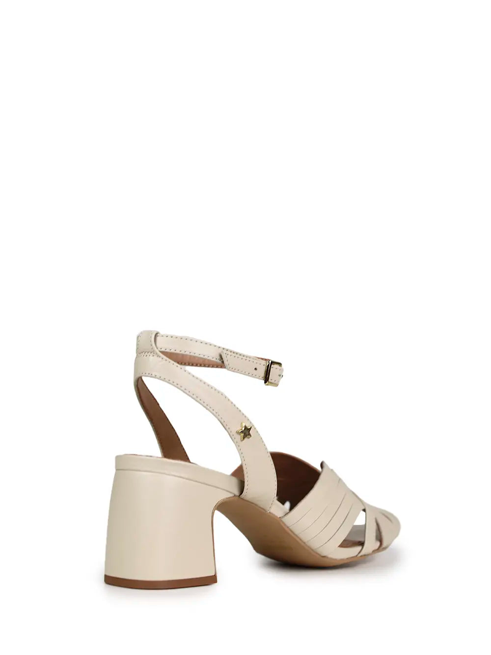 Sandália em Pele Off-White