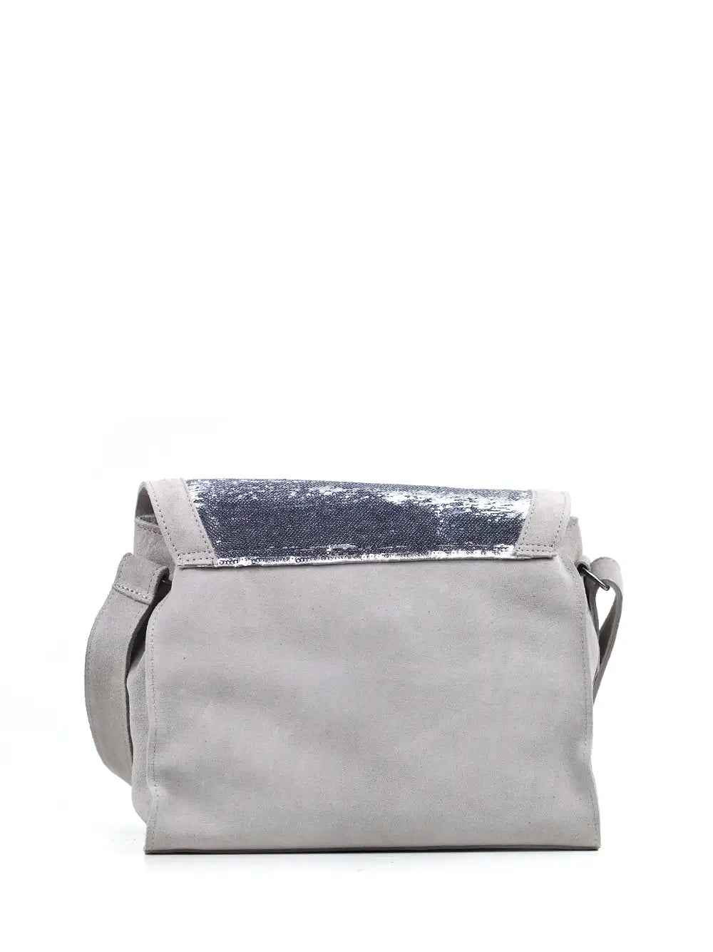 Grey Suede and Silver Glitter Bag