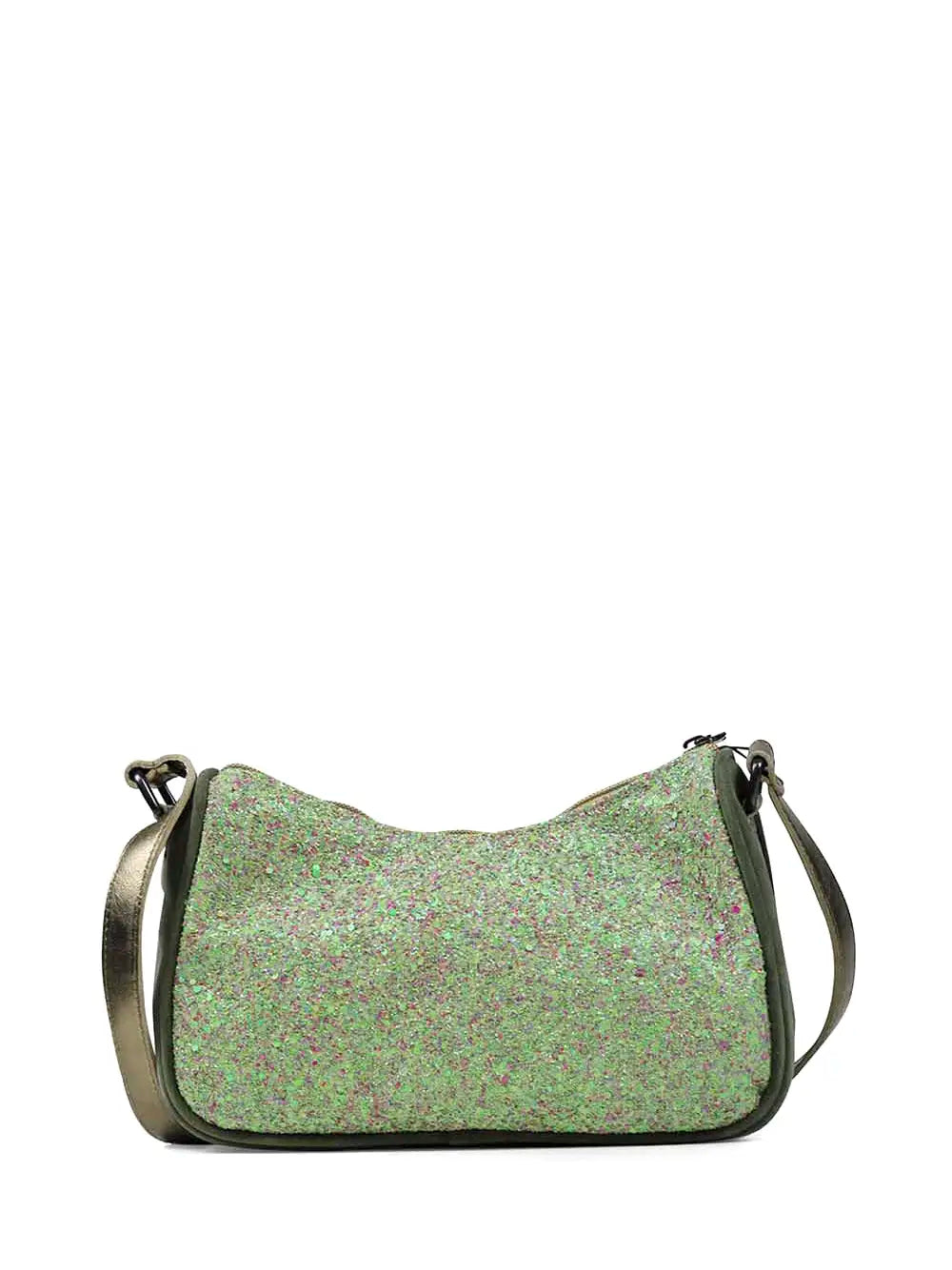 Mini Sac en Daim Vert à Paillettes